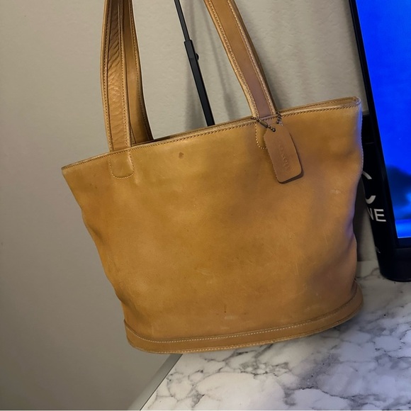 Vintage Coach Bleecker basket Camel leather tote 9302 - Picture 3 of 14